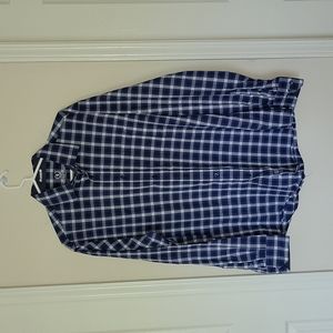 Bugatchi uomo Blue Plaid Split Cuff Long Sleeve Shirt